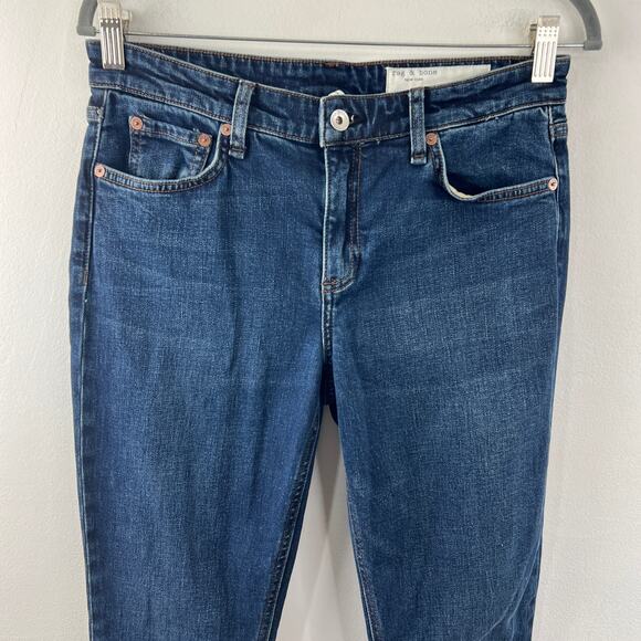 Rag & Bone Cate Mid Rise Skinny Denim Jeans Chelsea Blue Cotton Blend Size 28 - Picture 3 of 10